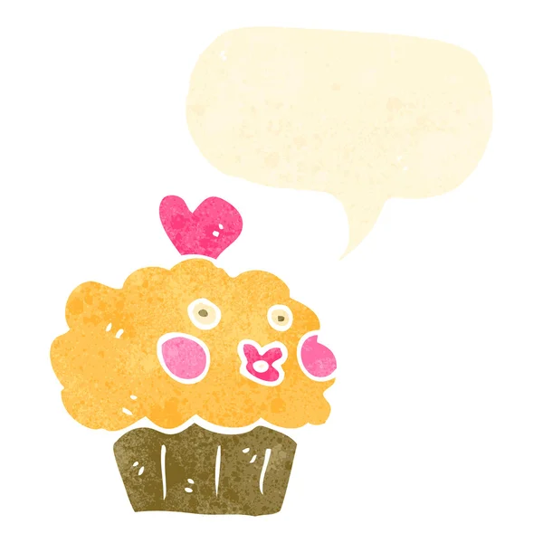 Rétro dessin animé parler cupcake — Image vectorielle