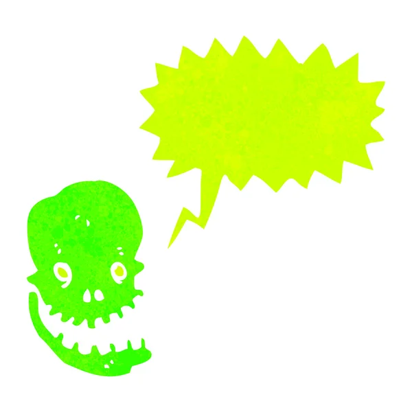 Caricature rétro criant crâne vert — Image vectorielle