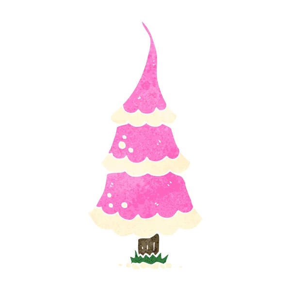 Árbol de Navidad rosa de dibujos animados retro — Archivo Imágenes Vectoriales