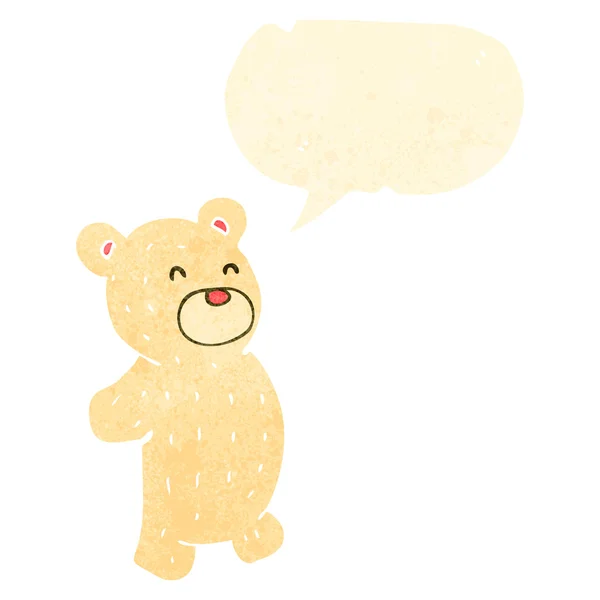 复古卡通极地泰迪熊，语音泡沫 — 图库矢量图片
