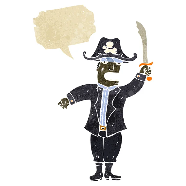 Capitán pirata de dibujos animados retro — Vector de stock