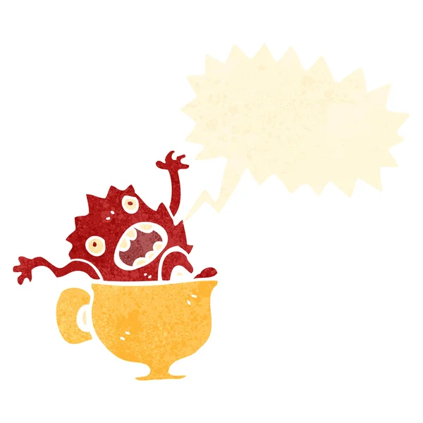 Retro cartoon monster in teacup — Stock Vector