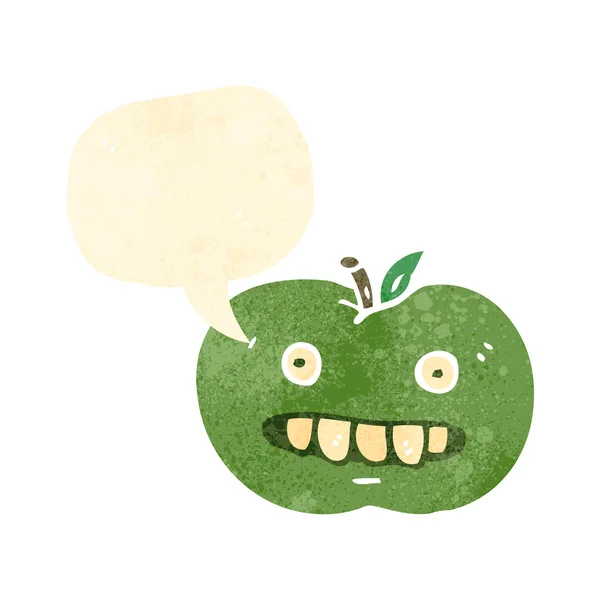 Retro cartoon apple with speech bubble — Stock Vector