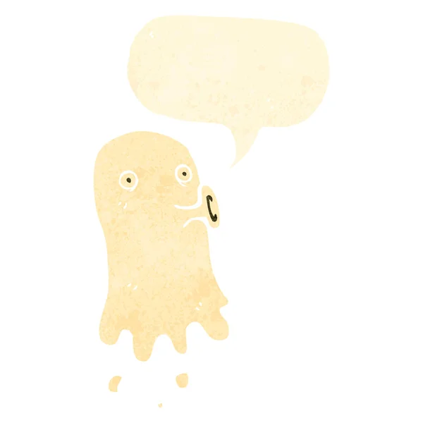Retro cartoon ghost met tekstballon — Stockvector