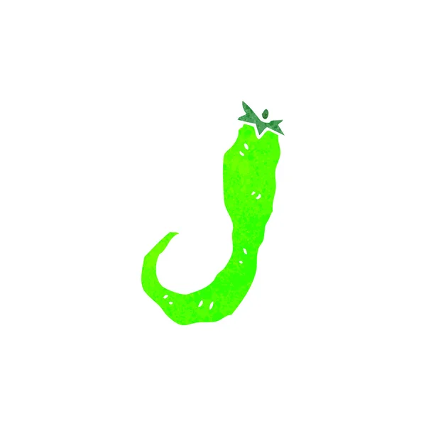 Retro kreslený zelené chilli — Stockový vektor