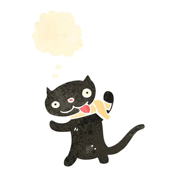 Cute black cat retro cartoon — Stock Vector