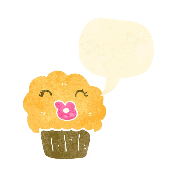 Retro desenho animado falando cupcake —  Vetores de Stock