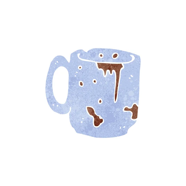 Taza de café vieja sucia de dibujos animados retro — Vector de stock