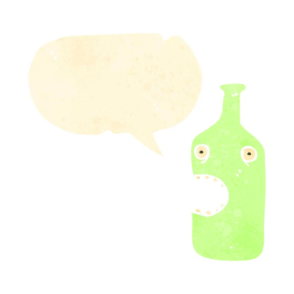 Botella de dibujos animados retro con burbuja de habla — Vector de stock