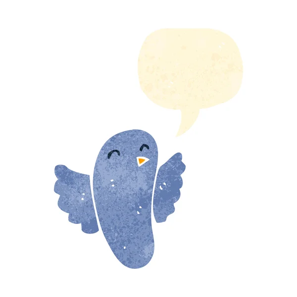 Retro kreslený zpěvu bluebird — Stockový vektor