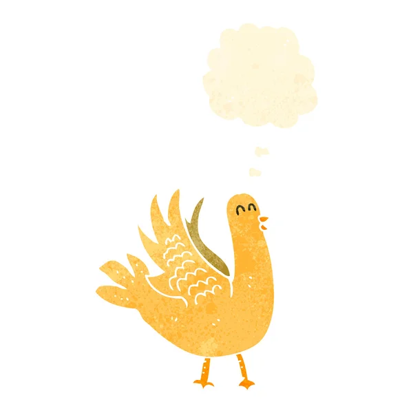 Retro karikatür kuş thougth balon — Stok Vektör