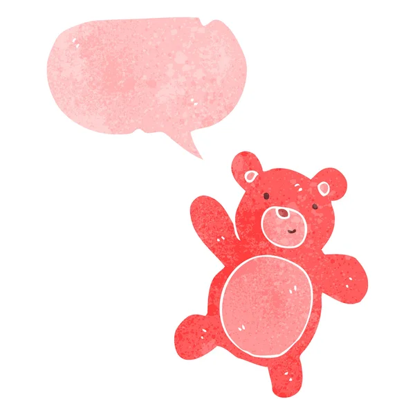 Retro dibujos animados ondeando oso de peluche — Archivo Imágenes Vectoriales