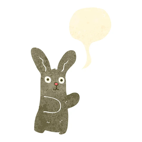 Lapin de bande dessinée rétro avec bulle vocale — Image vectorielle