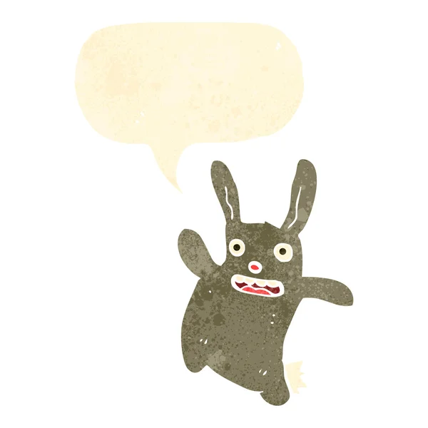 Conejo de dibujos animados retro con burbuja de habla — Vector de stock