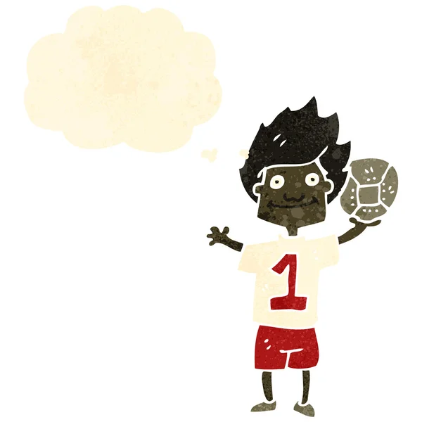 Retro cartoon voetbal speler jongen — Stockvector
