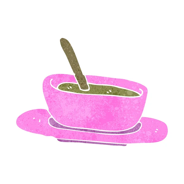 Tigela de desenho animado retro de sopa — Vetor de Stock