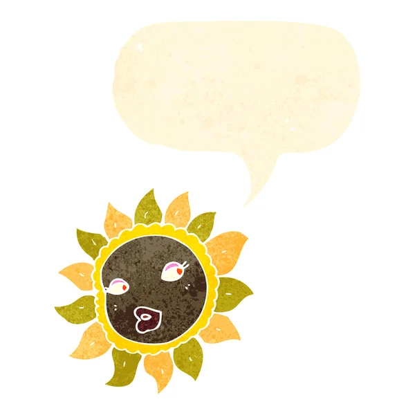 Retro kreskówka słonecznik twarz — Wektor stockowy