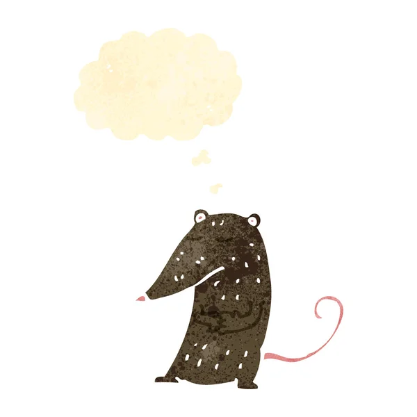 Rat dessin animé rétro avec bulle de pensée — Image vectorielle