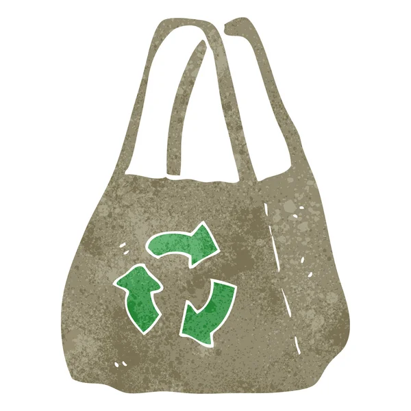 Retro cartoon gerecycleerd tas — Stockvector