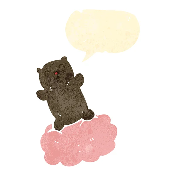 Retro kreskówka niedźwiedź na chmurze — Wektor stockowy