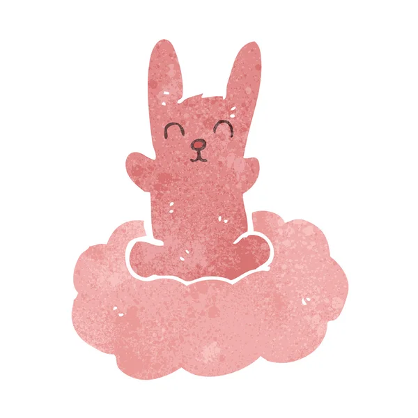 Ретро мультяшний кролик на хмарі — стоковий вектор