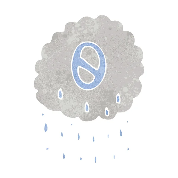 Retro cartoon rain cloud with number zero — Stock Vector