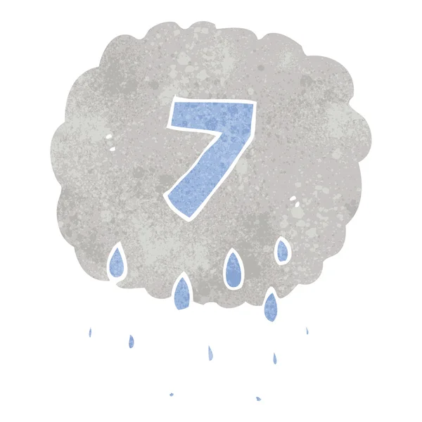 Chmura deszcz retro kreskówka z numer siedem — Wektor stockowy