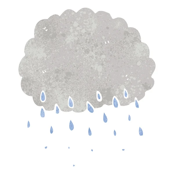 Rétro dessin animé pluie nuage — Image vectorielle