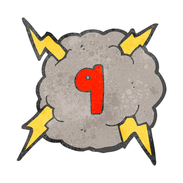 Retro cartoon storm cloud with number nine — Stock Vector