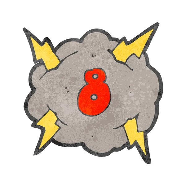 Retro tecknade storm moln med nummer åtta — Stock vektor