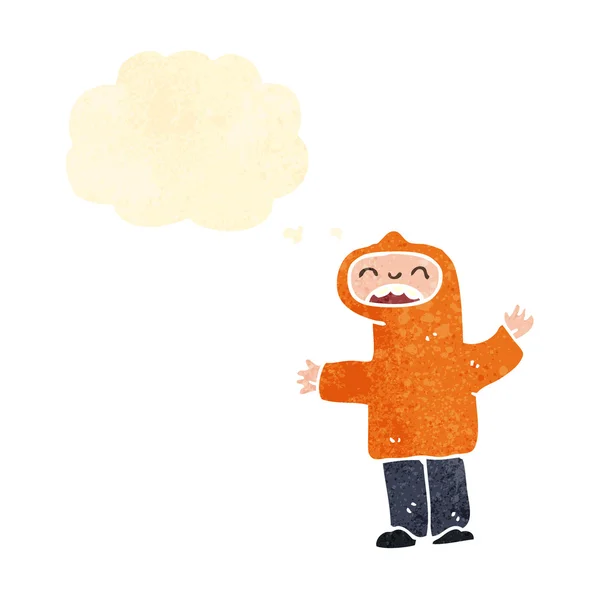 Retro cartoon jongen in hooded sweatshirt — Stockvector