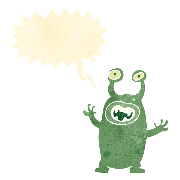 Retro dibujos animados monstruo alienígena — Vector de stock