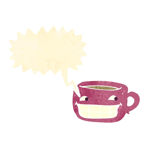 레트로 만화 행복 한 커피 컵 — 스톡 벡터