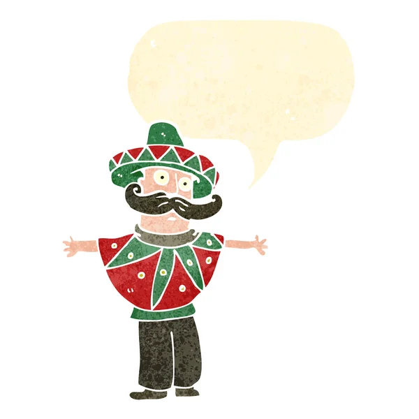 メキシコの衣装でレトロな漫画男 — ストックベクタ