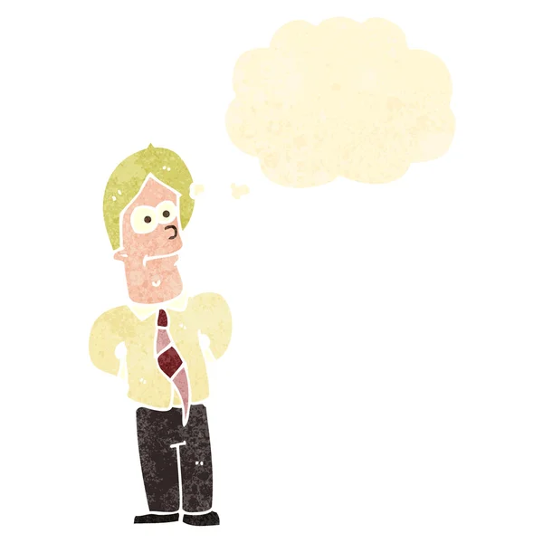 Homme dessin animé rétro avec bulle de pensée — Image vectorielle
