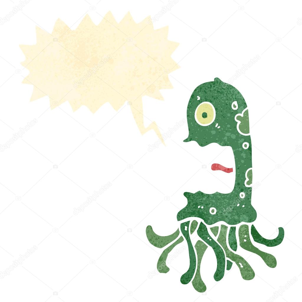 Retro cartoon jellyfish