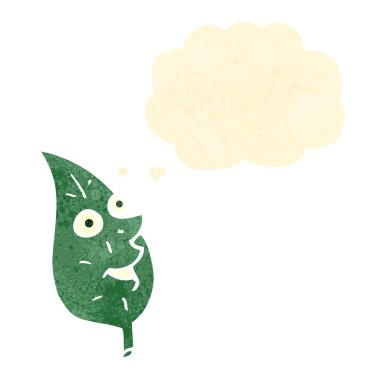 Retro karikatür yaprak ile düşünce balonu