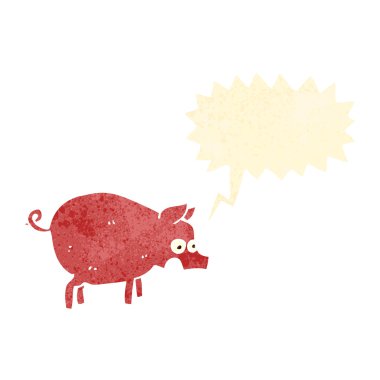 Retro karikatür cırlayan domuz