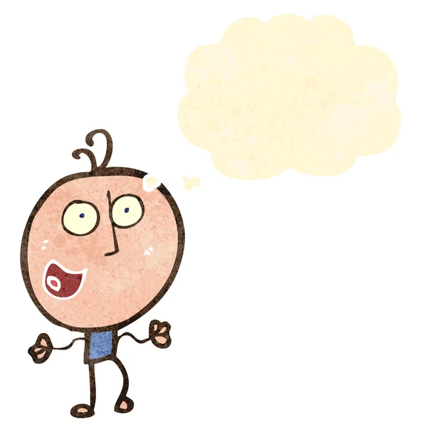Retro cartoon man met gedachte zeepbel — Stockvector