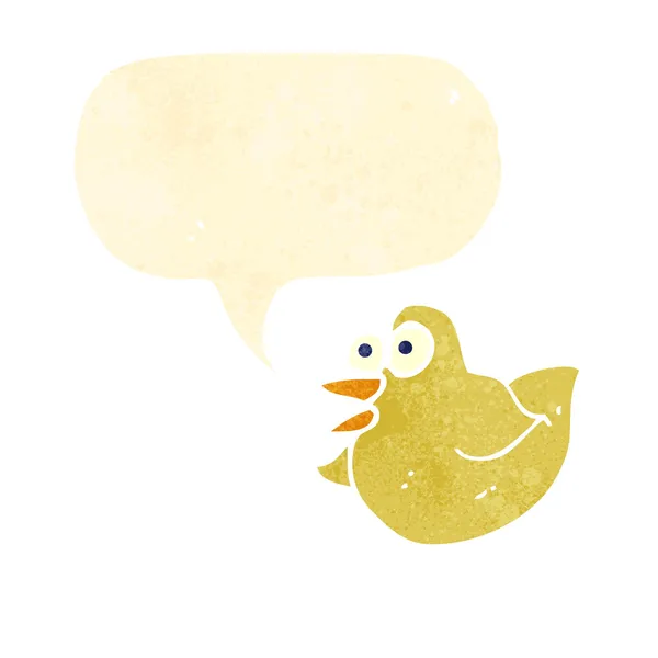 Ретро мультяшная птица с речевым пузырем — стоковый вектор