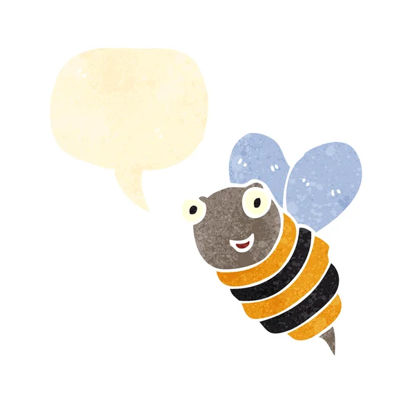 Retro cartoon bee with speech bubble — Stock Vector