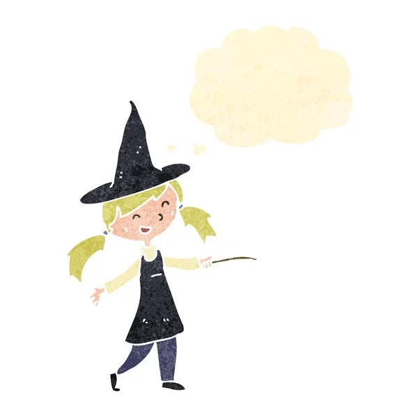 Retro kreskówka dziewczynka czarownica — Wektor stockowy