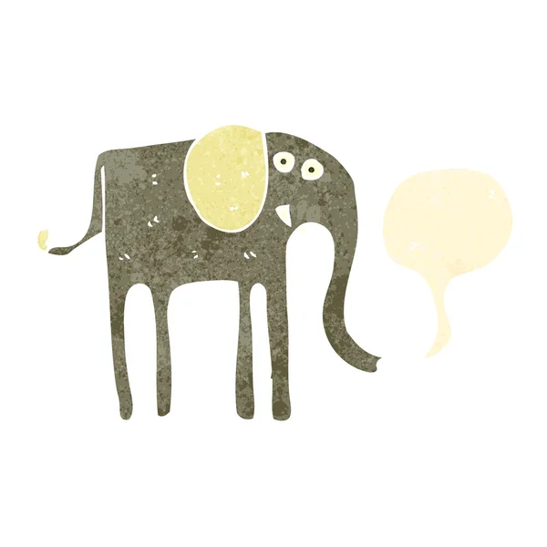 Elefante cartone animato retrò con bolla vocale — Vettoriale Stock