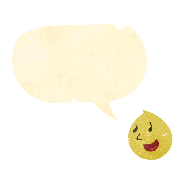 Retro-Cartoon glückliches Gesicht Symbol mit Sprechblase — Stockvektor