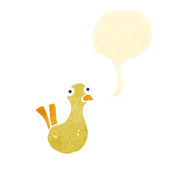 Retro cartoon bird with speech bubble — Stock Vector