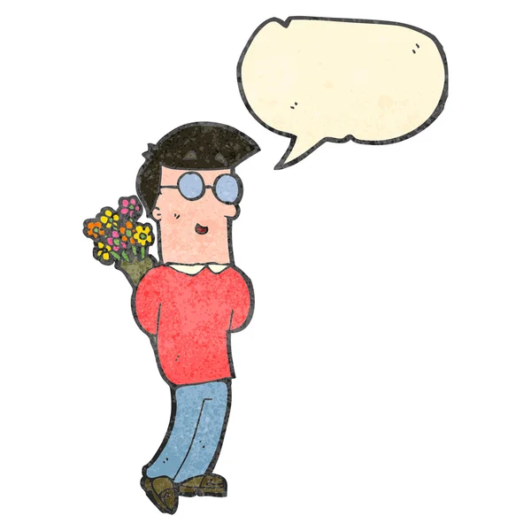 Cartoon romantic man with speech bubble — Stock Vector