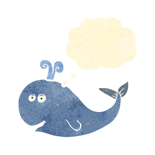 Ретро мультяшний кит з мисленням бульбашки — стоковий вектор