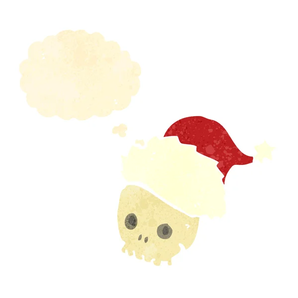 Retro tecknade skalle i santa hatt — Stock vektor