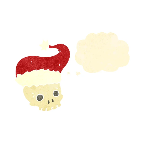 Ретро мультяшный череп в шляпе Санты — стоковый вектор