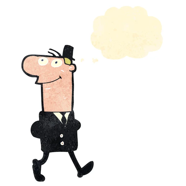 Retro dibujos animados caminando hombre de negocios — Vector de stock